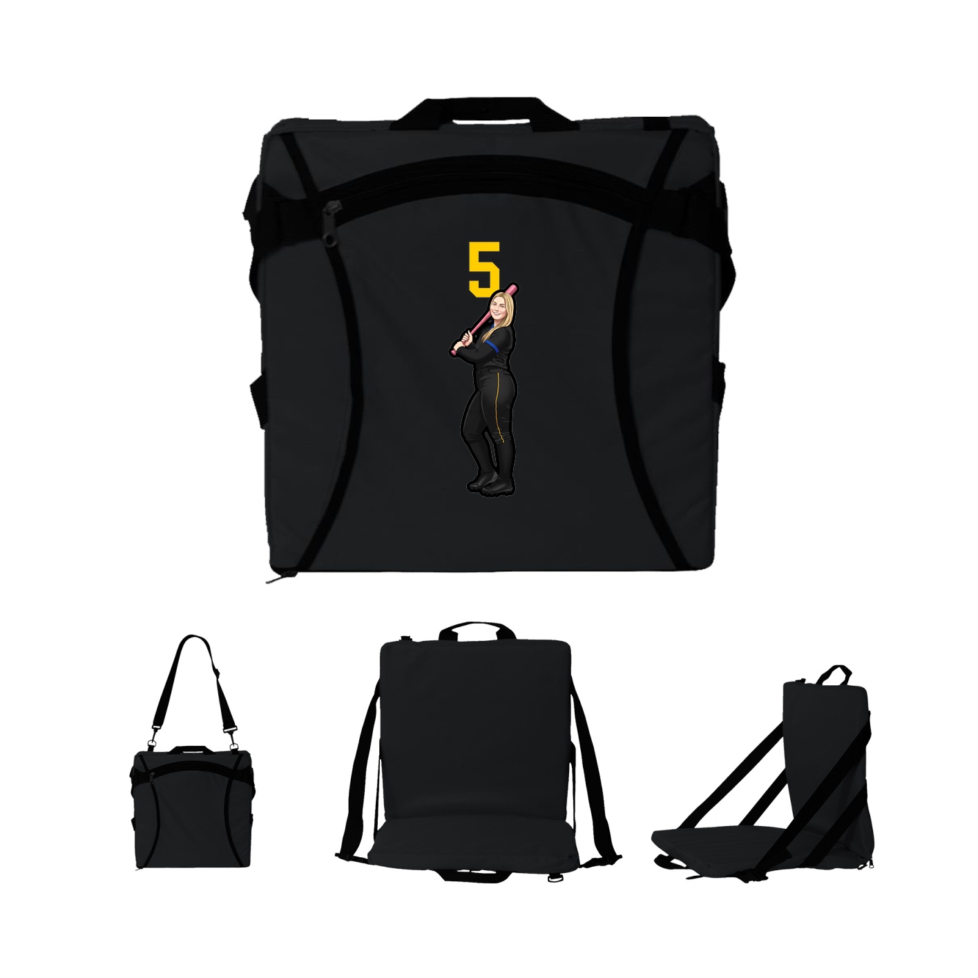 Folding Stadium Seat — Number Top in Black