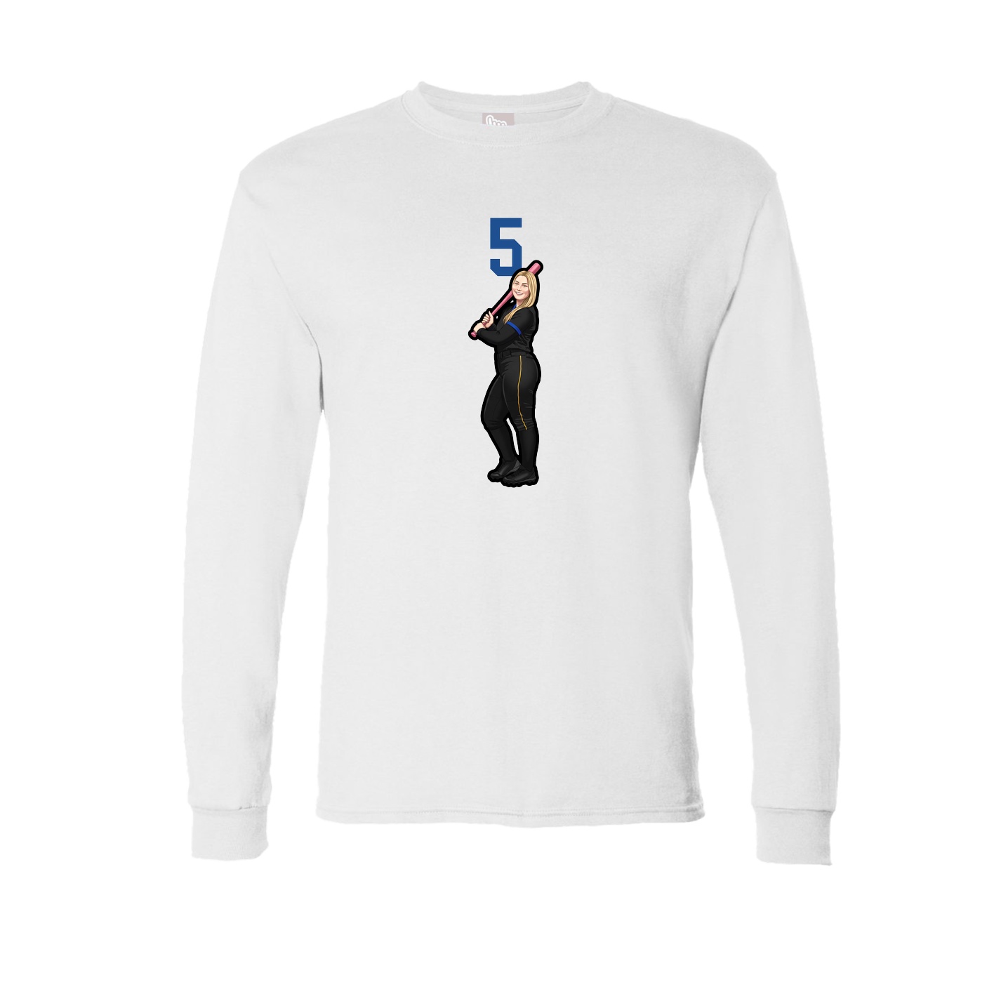 Long Sleeve Tee — Number Top in White