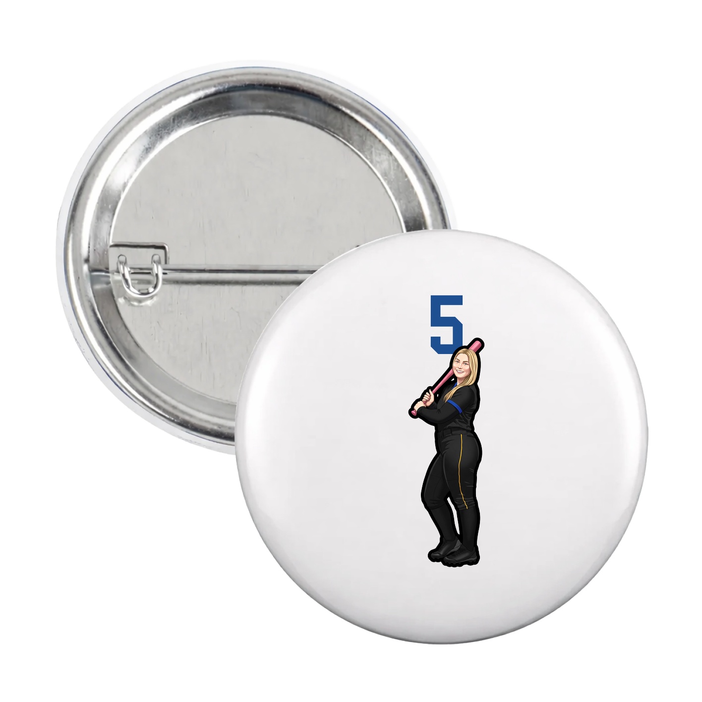 Game Day Button — Number Top in White