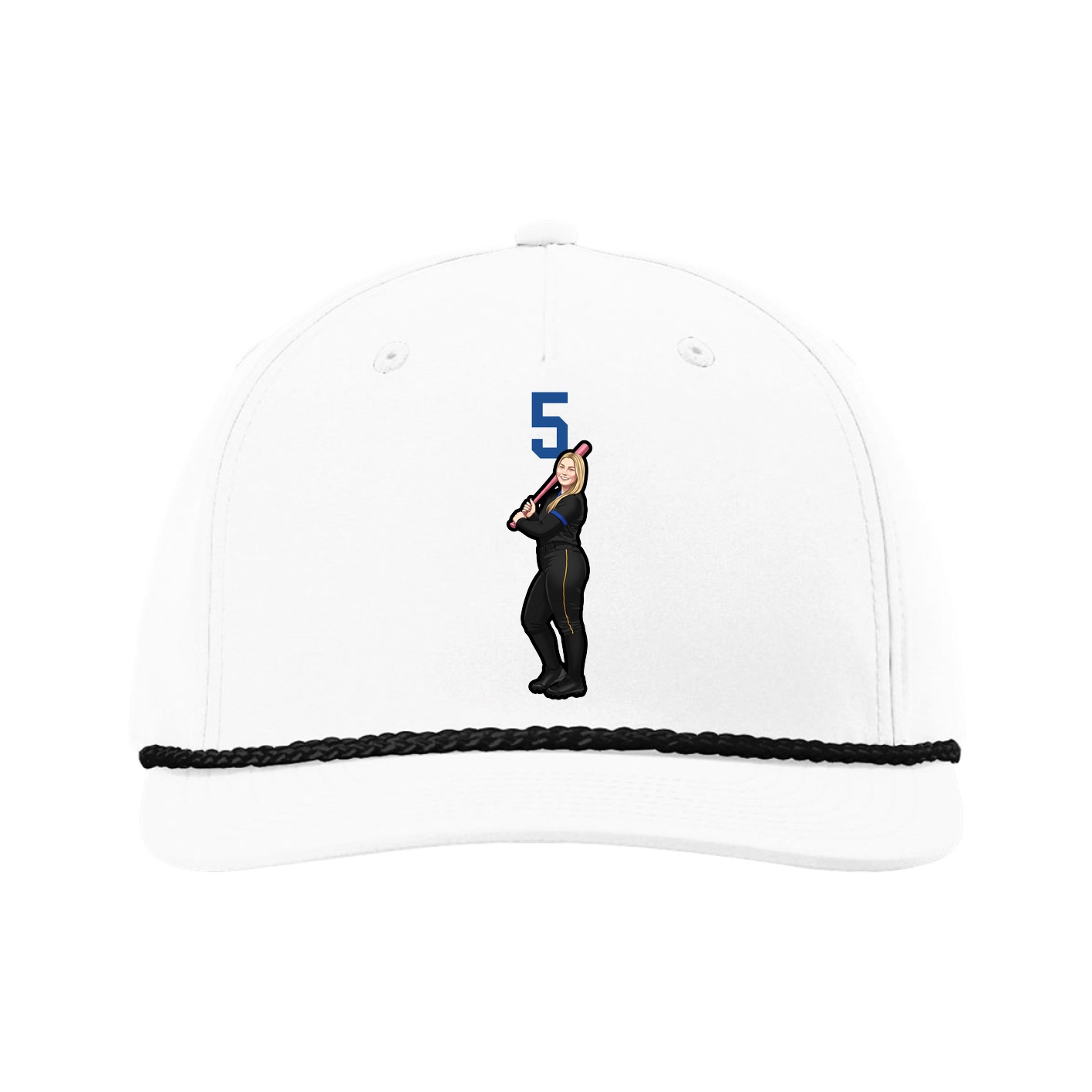 Five-Panel Classic Rope Cap — Number Top in White