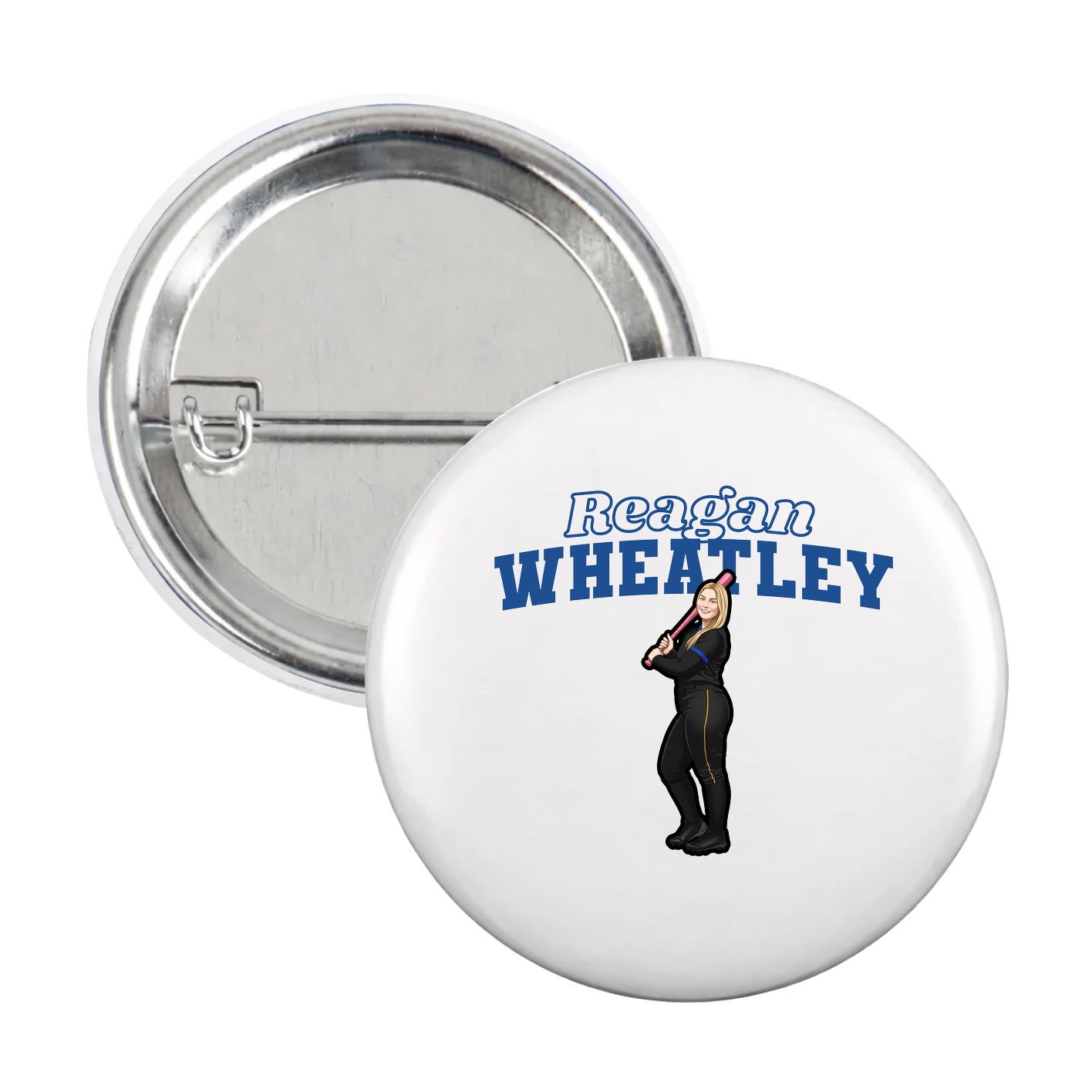 Game Day Button — Name Arch in White