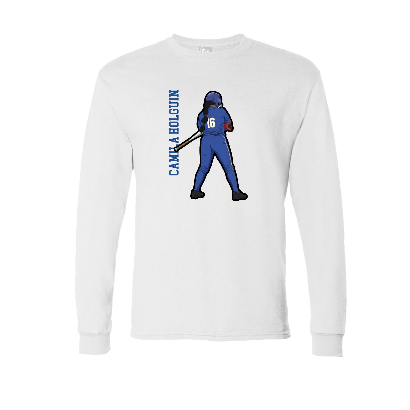 Long Sleeve Tee — Name Vertical in White