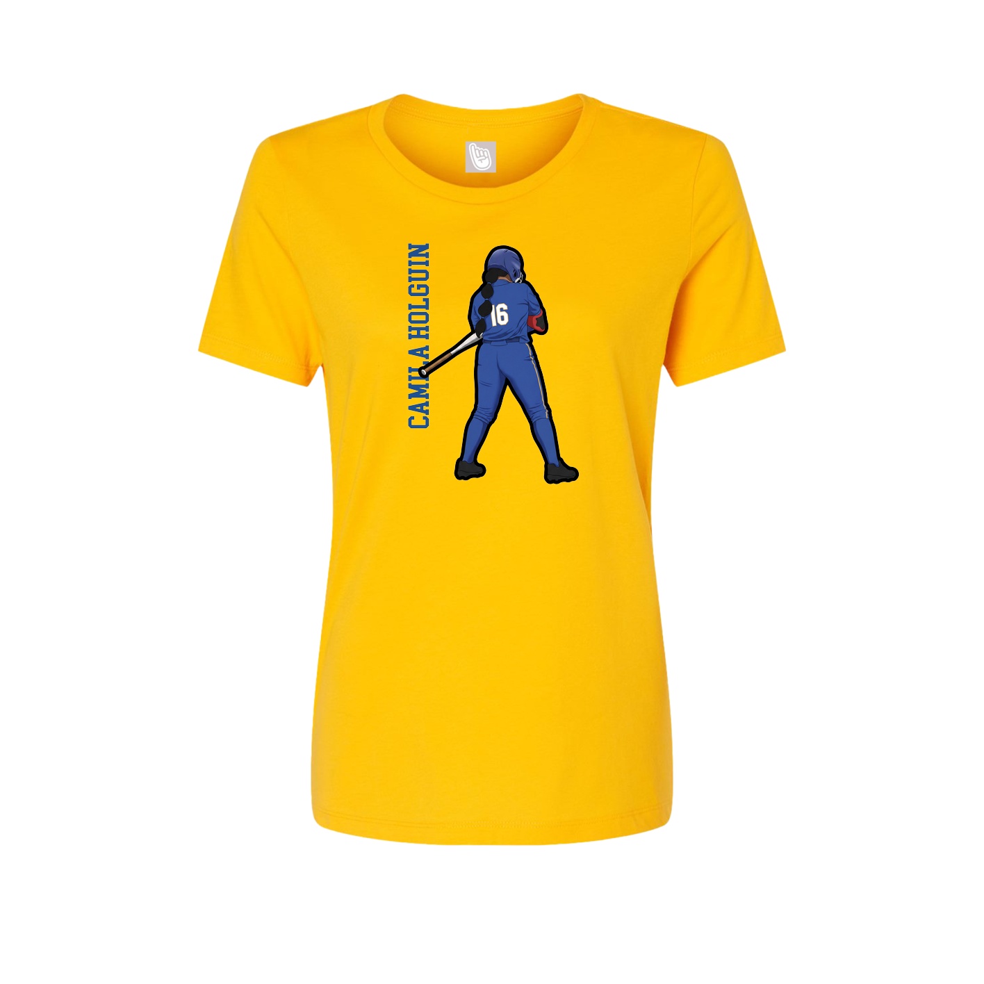 Fitted Women's Tee — Name Vertical in Gold