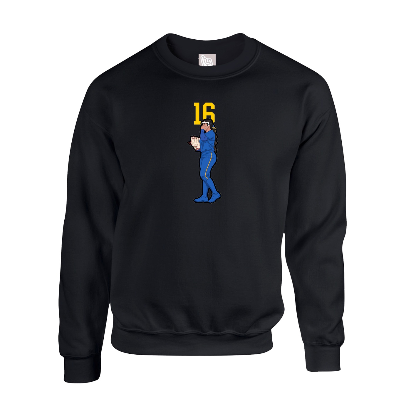 Fleece Crew — Number Top in Black