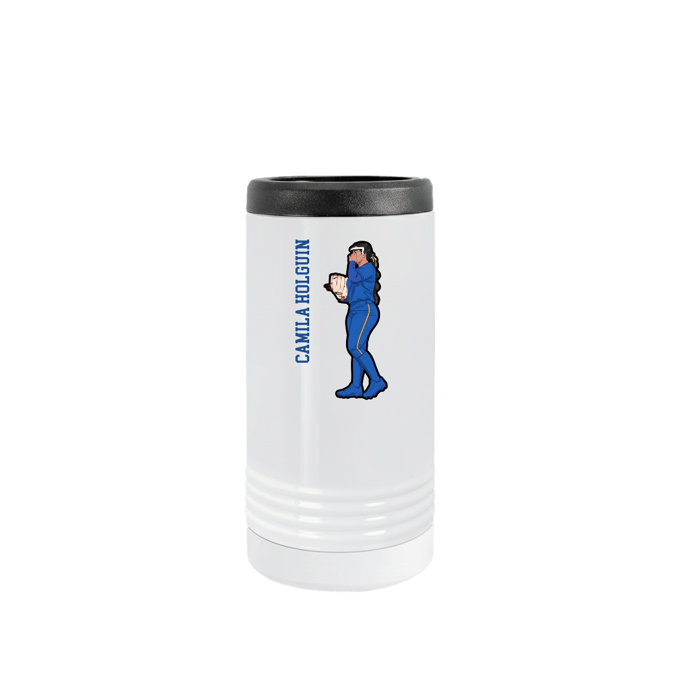 Slim Beverage Holder — Name Vertical in White