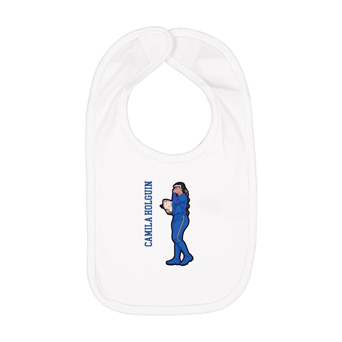 Infant Bib — Name Vertical in White