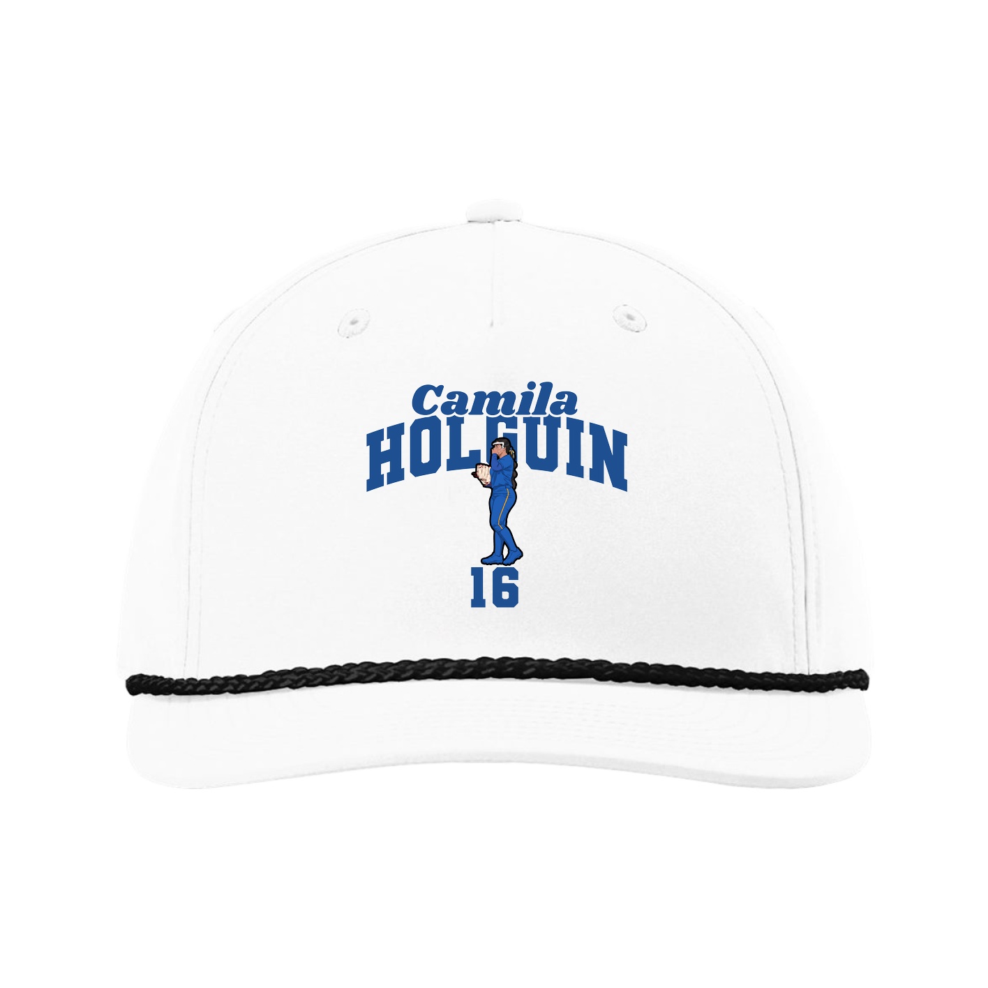 Five-Panel Classic Rope Cap — Signature Arch in White