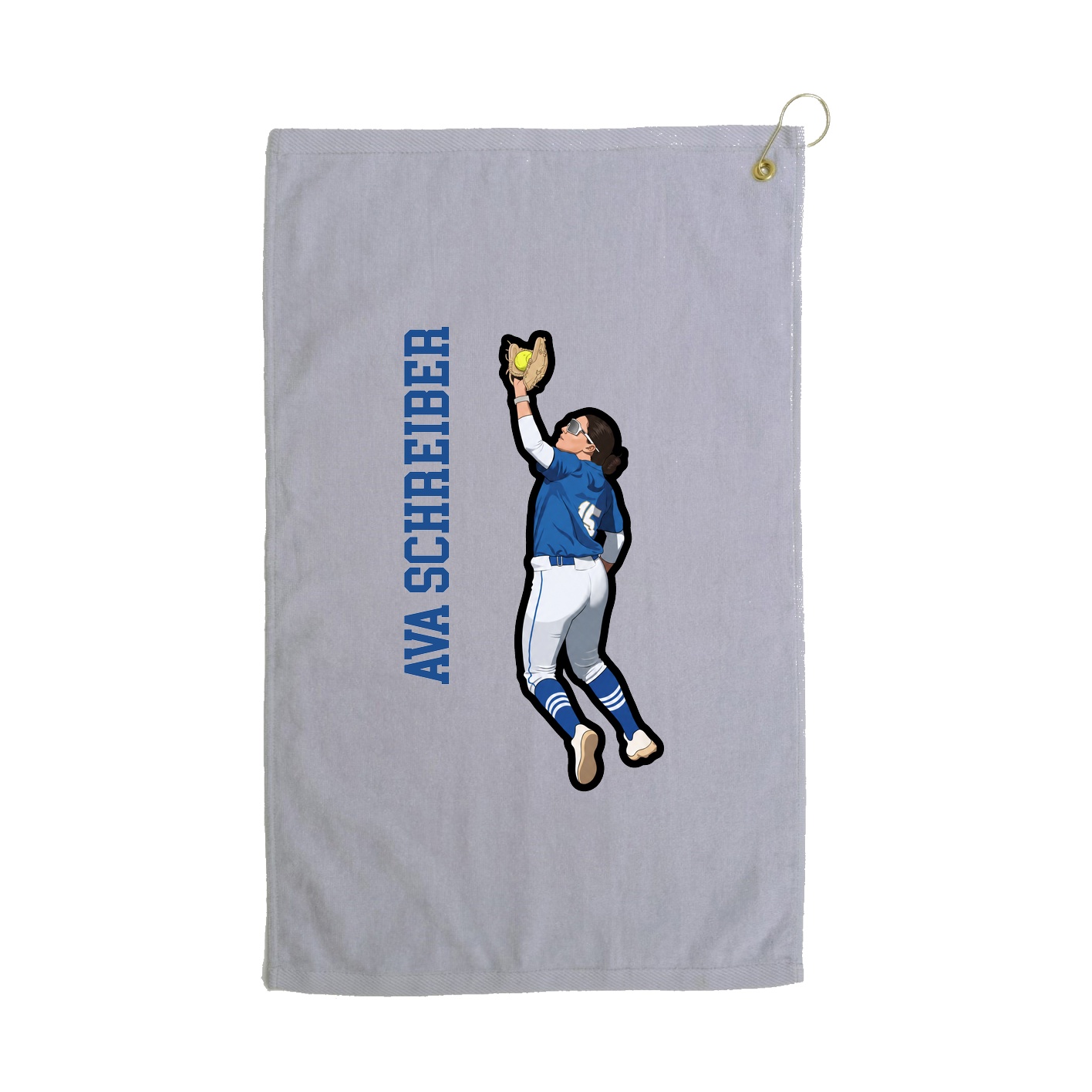 Golf Towel — Name Vertical in Grey