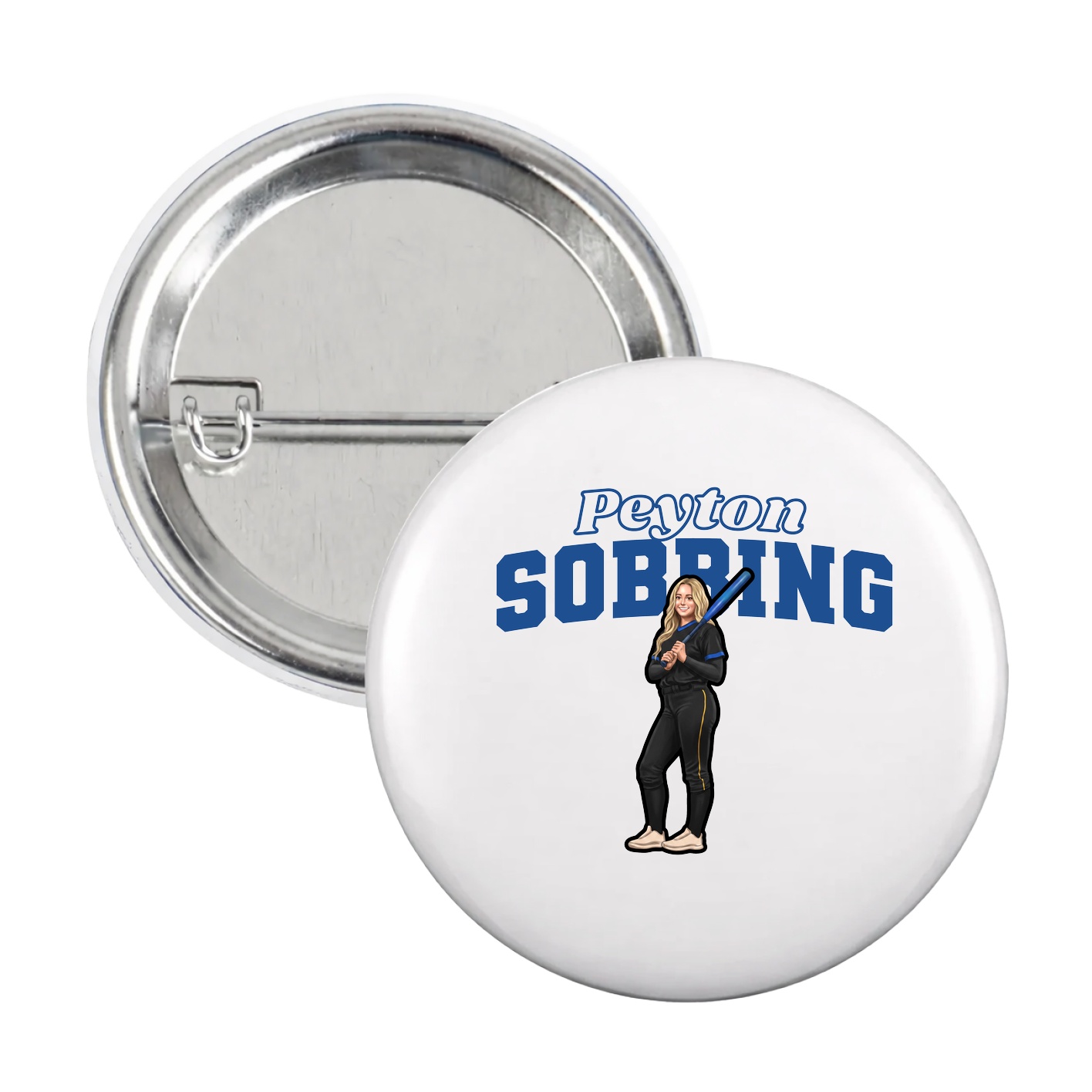 Game Day Button — Name Arch in White