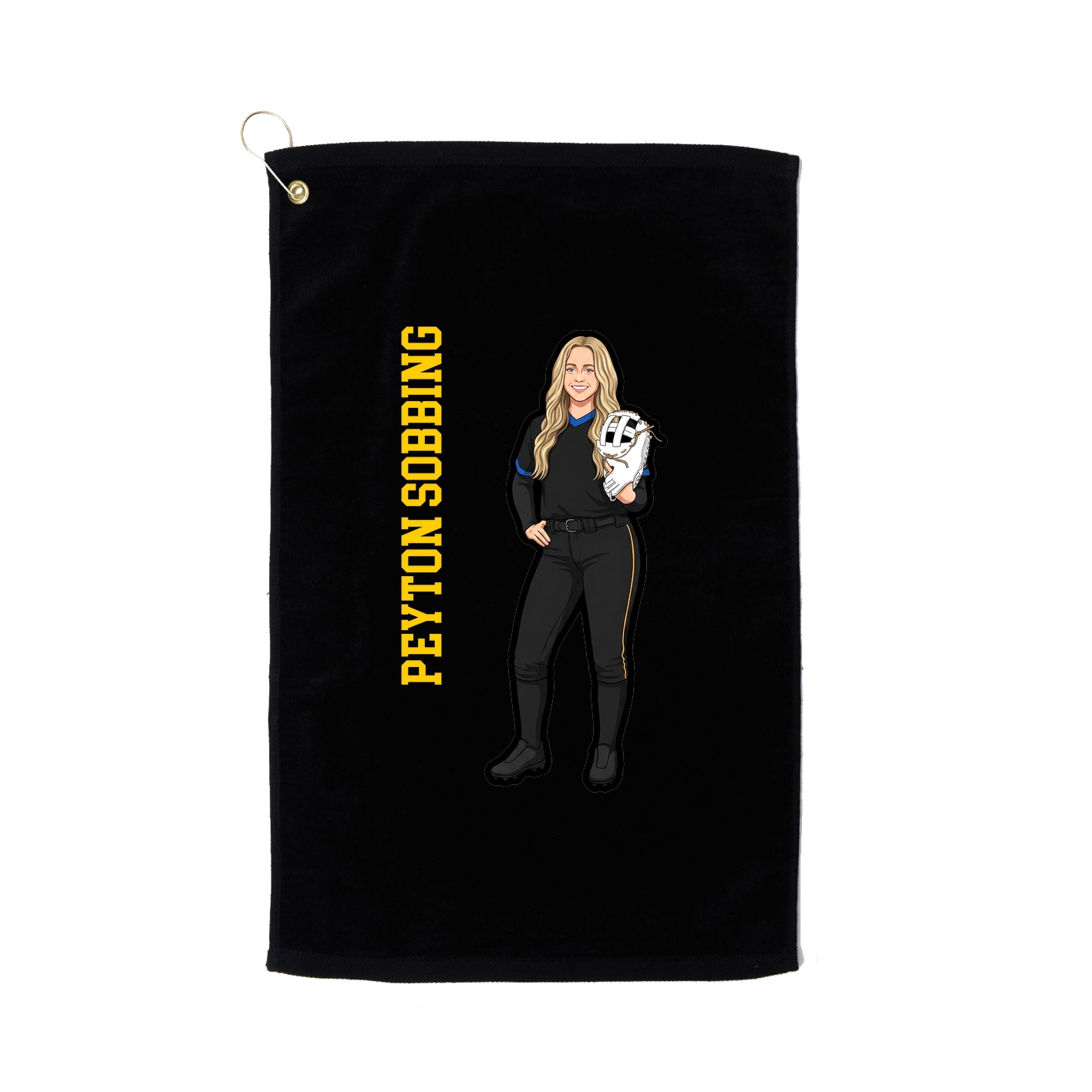 Golf Towel — Name Vertical in Black