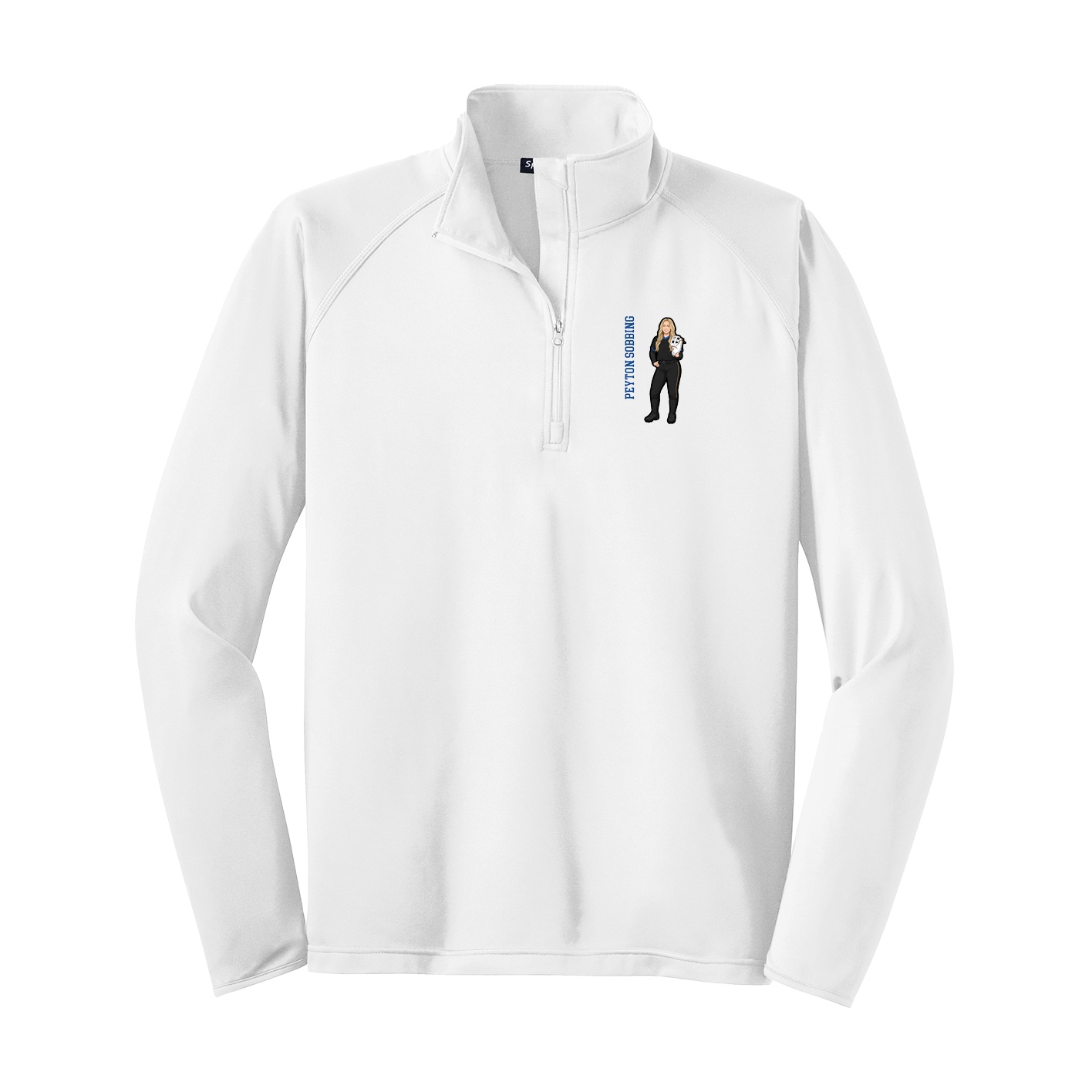 Q-Zip Pullover — Name Vertical in White