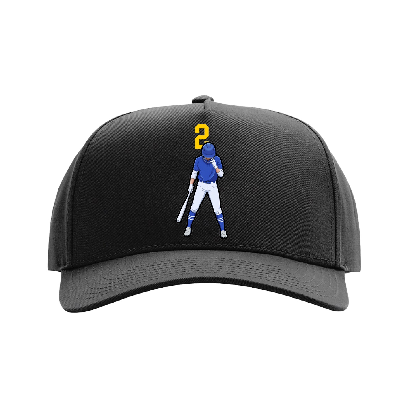 Full Fabric Five-Panel Champ Cap — Number Top in Black