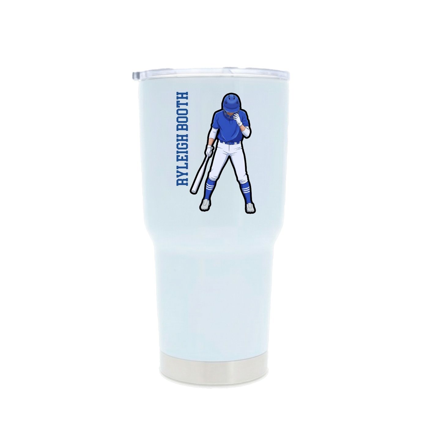 30oz Stainless Steel Tumbler — Name Vertical in White