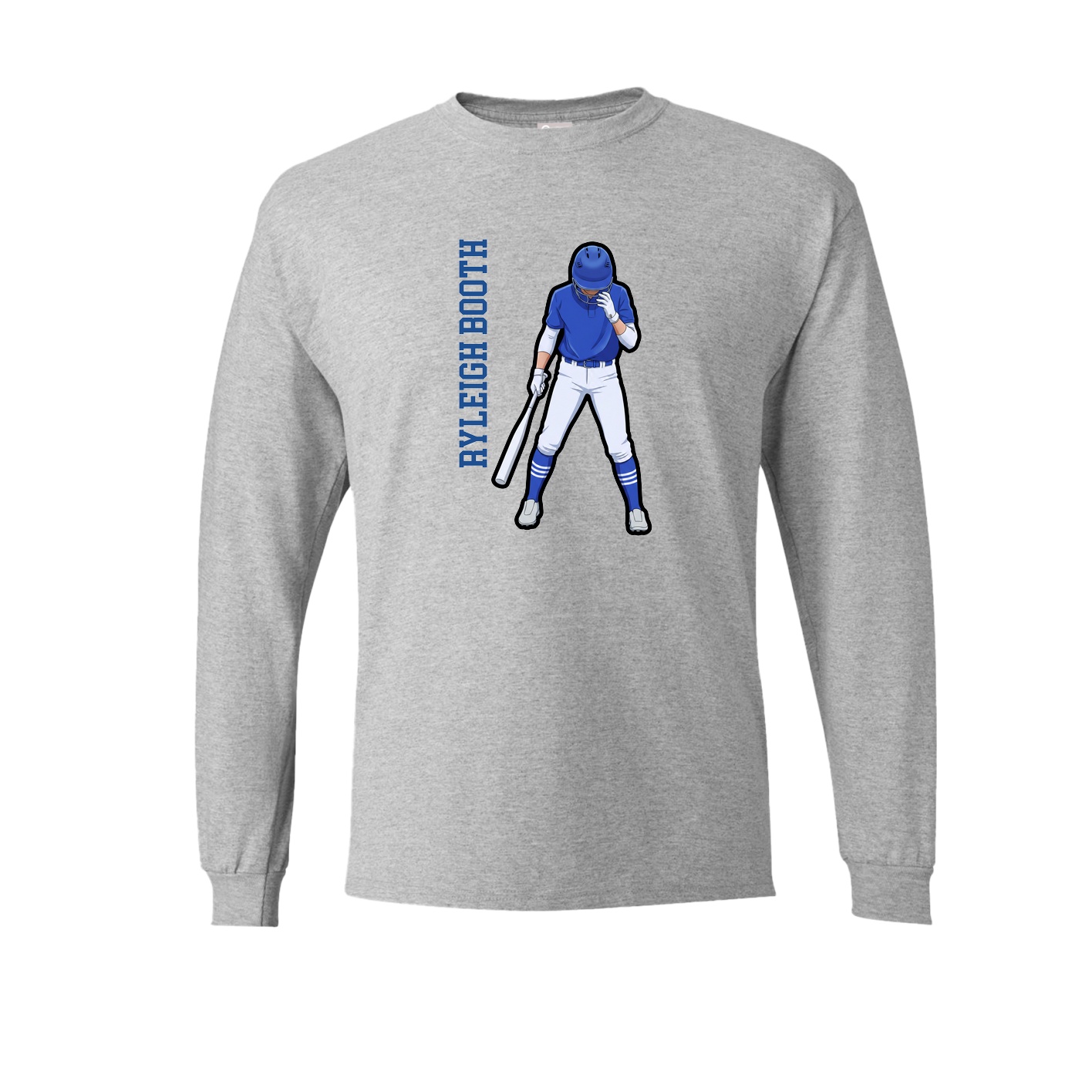 Long Sleeve Tee — Name Vertical in Grey