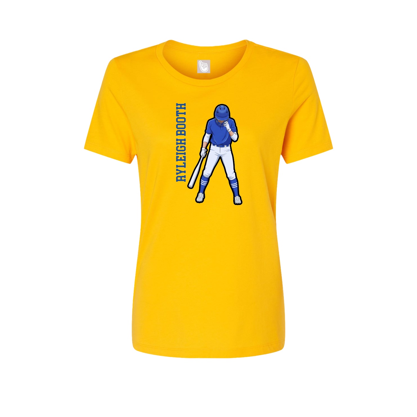 Fitted Women's Tee — Name Vertical in Gold