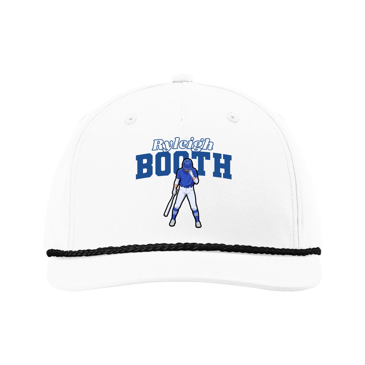 Five-Panel Classic Rope Cap — Name Arch in White