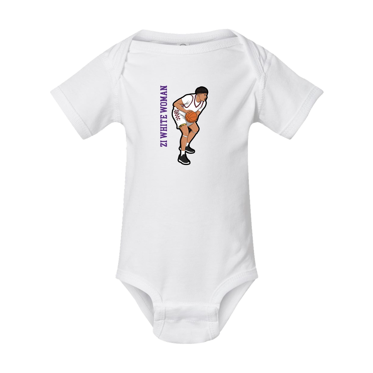 Baby Onesie — Name Vertical in White
