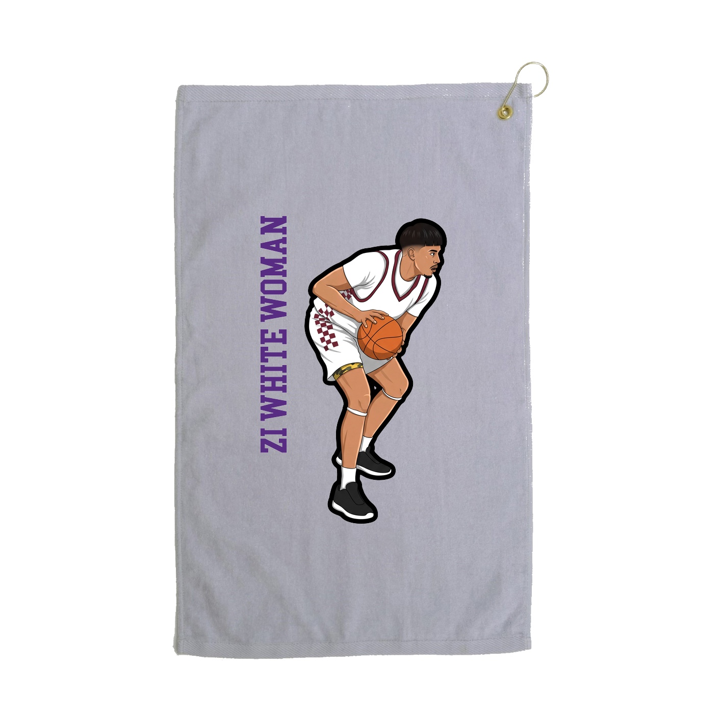 Golf Towel — Name Vertical in Grey