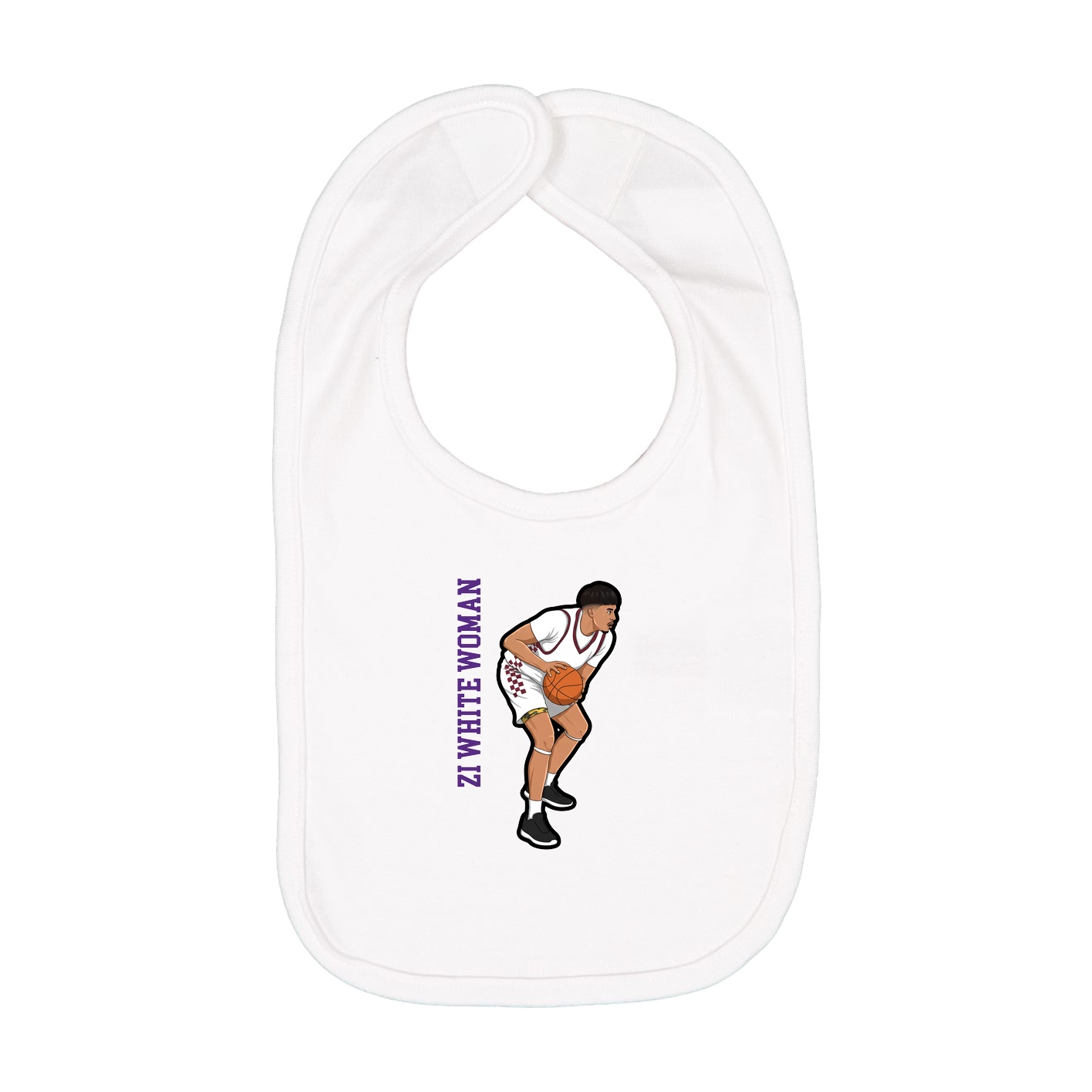 Infant Bib — Name Vertical in White