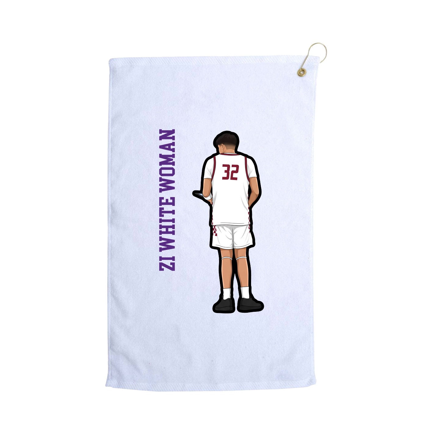 Golf Towel — Name Vertical in White