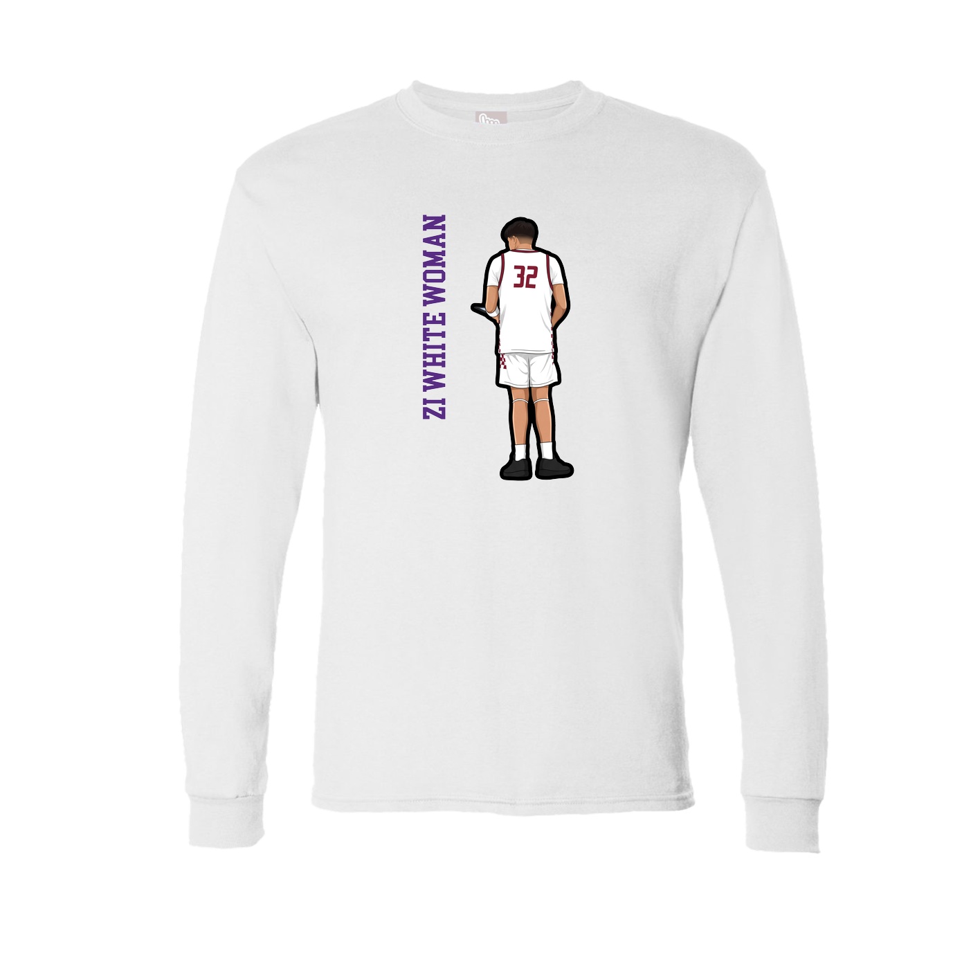 Long Sleeve Tee — Name Vertical in White