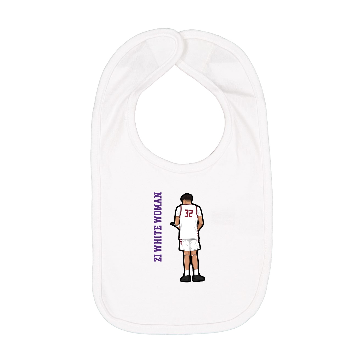 Infant Bib — Name Vertical in White