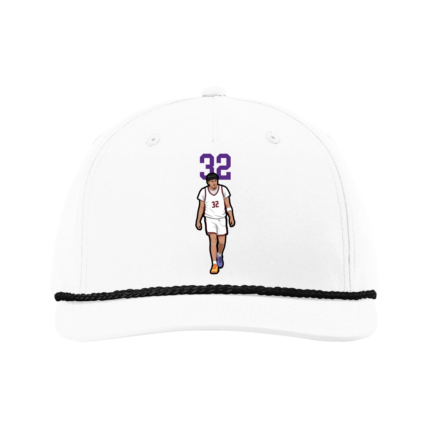 Five-Panel Classic Rope Cap — Number Top in White
