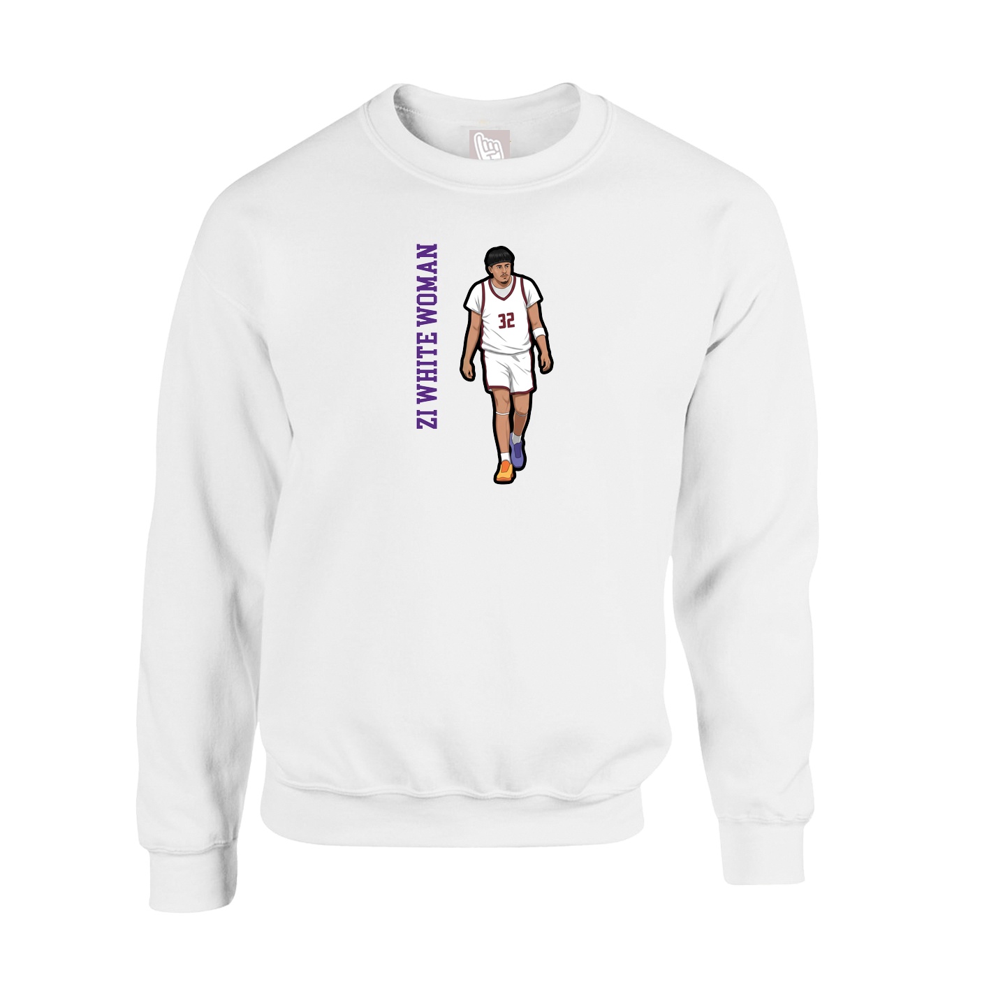 Fleece Crew — Name Vertical in White