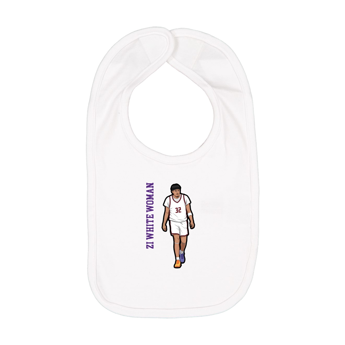 Infant Bib — Name Vertical in White