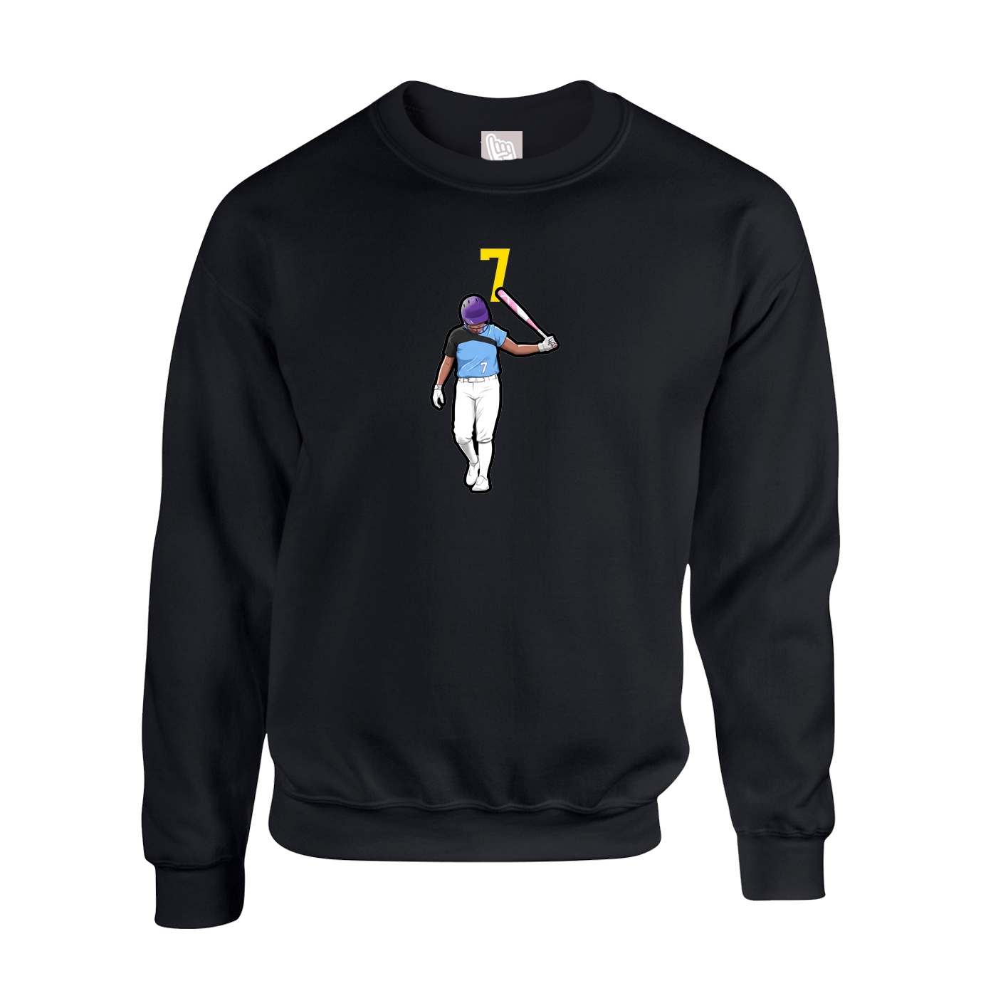 Fleece Crew — Number Top in Black