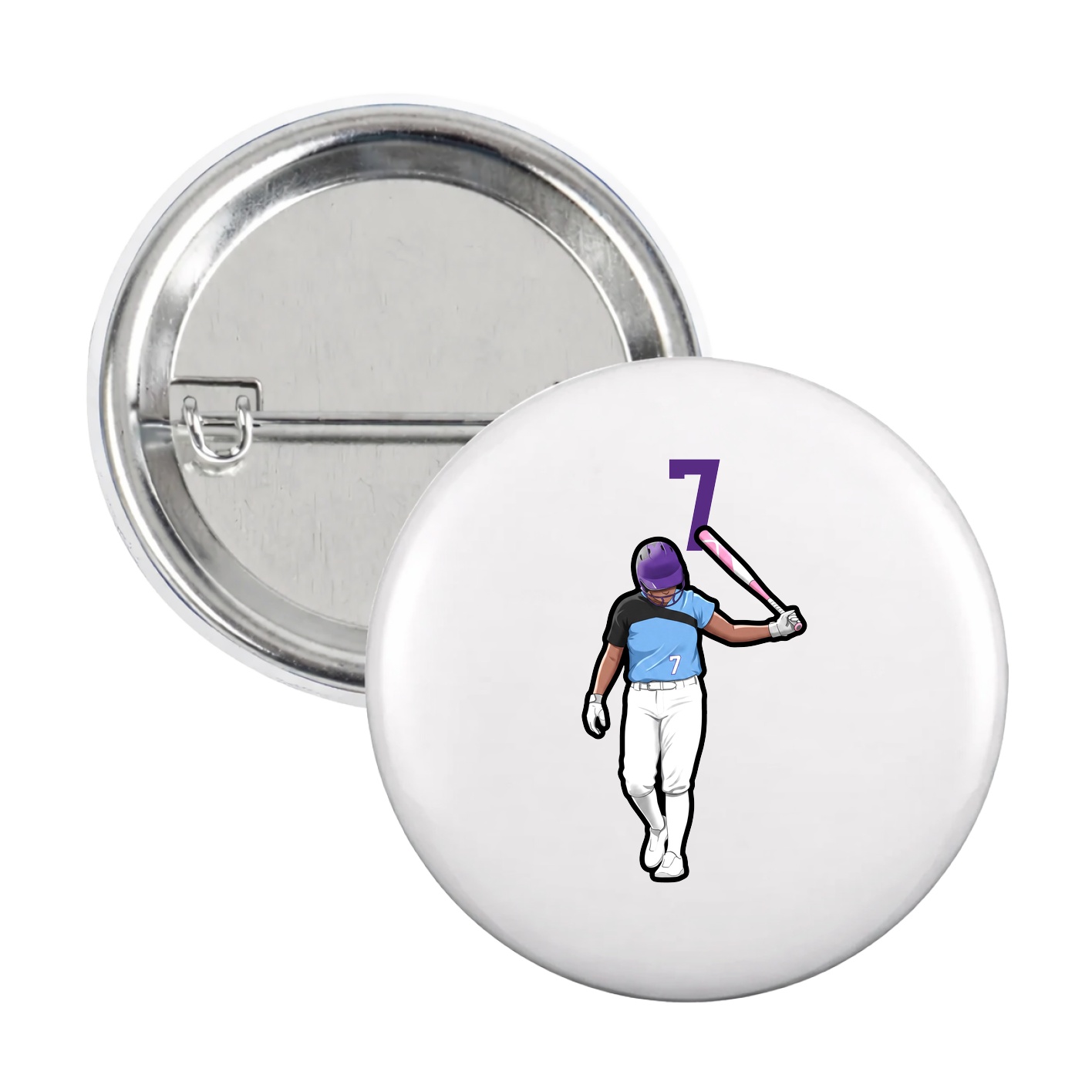Game Day Button — Number Top in White
