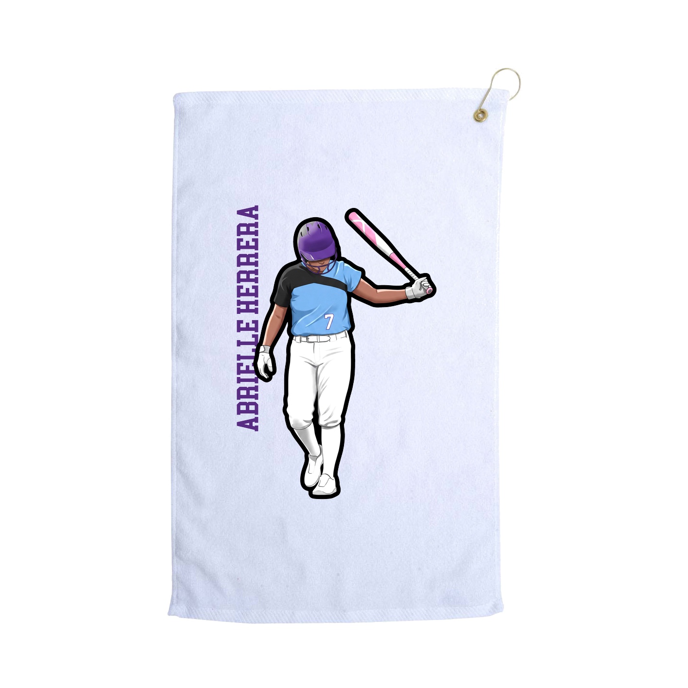 Golf Towel — Name Vertical in White