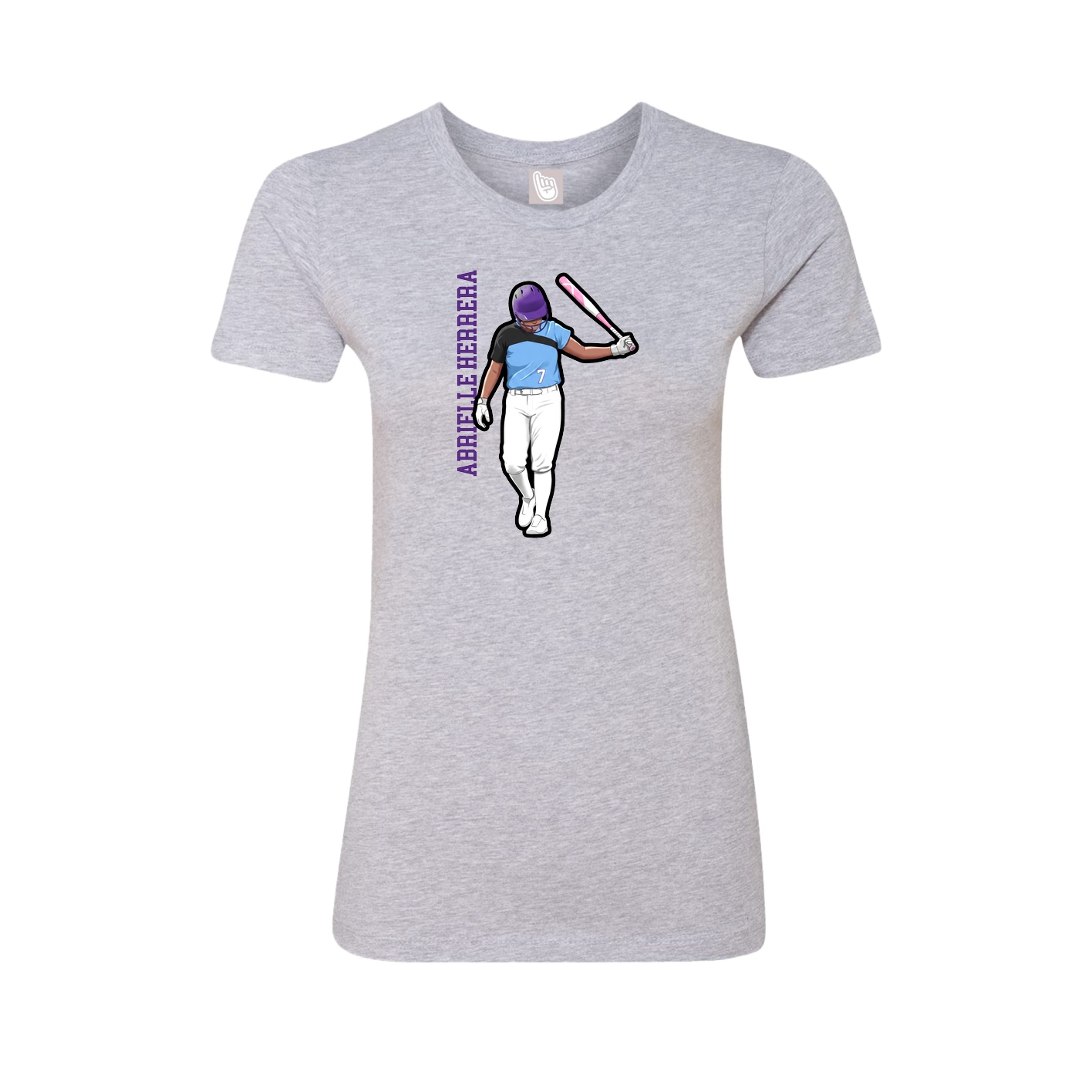 Fitted Women's Tee — Name Vertical in Grey