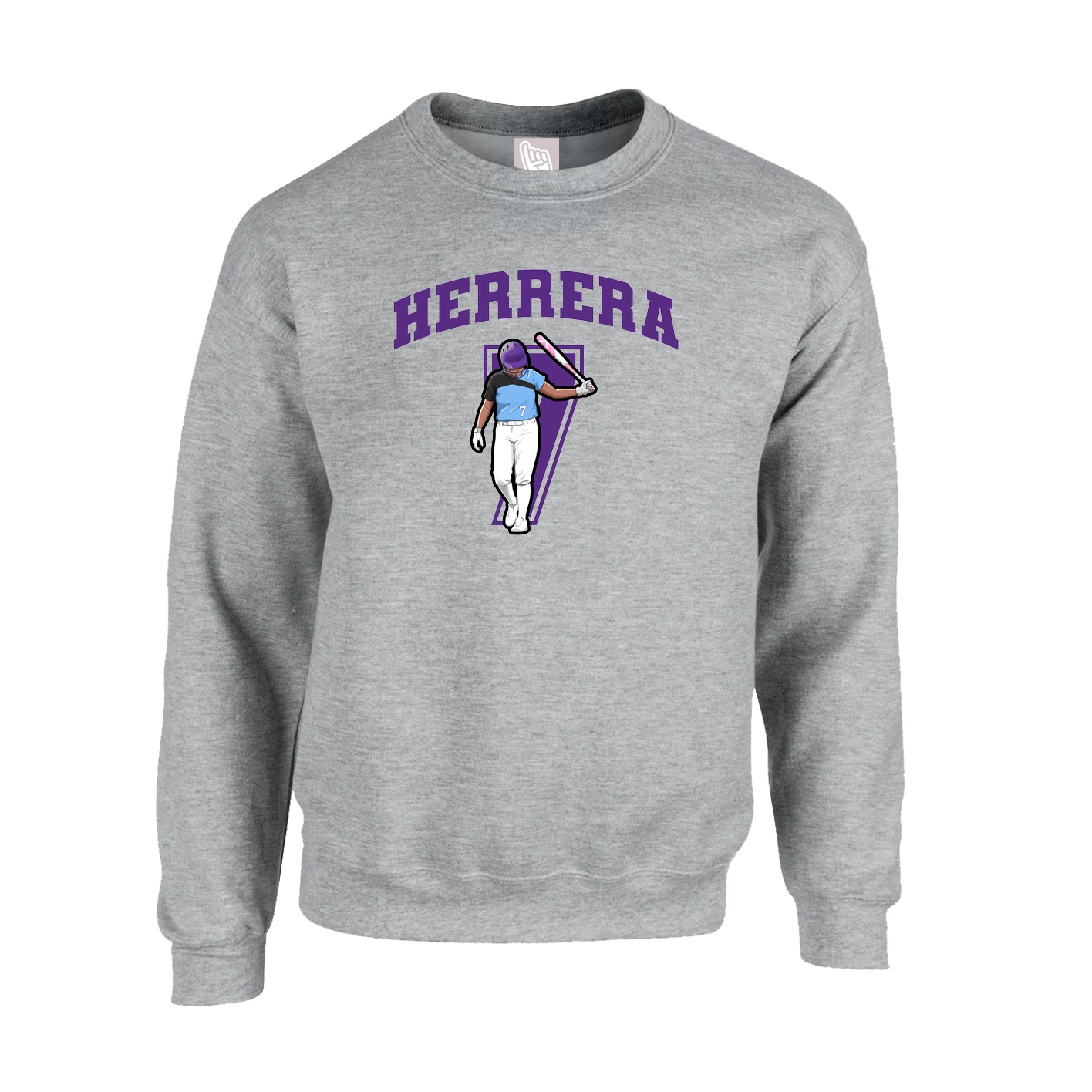Fleece Crew — Number in Grey