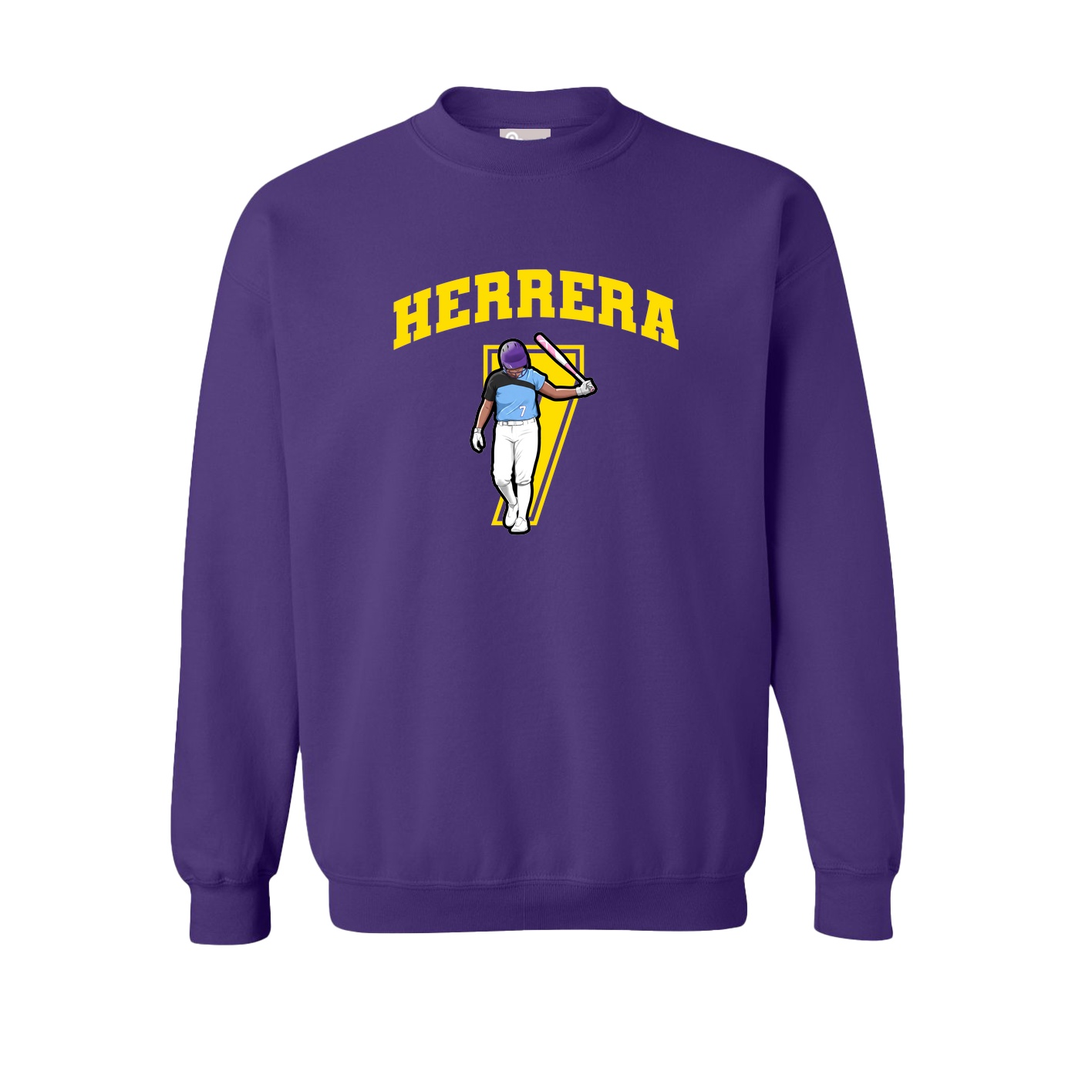 Fleece Crew — Number in Purple