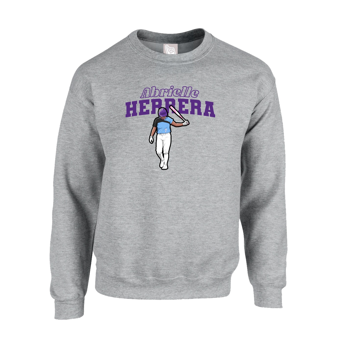 Fleece Crew — Name Arch in Grey