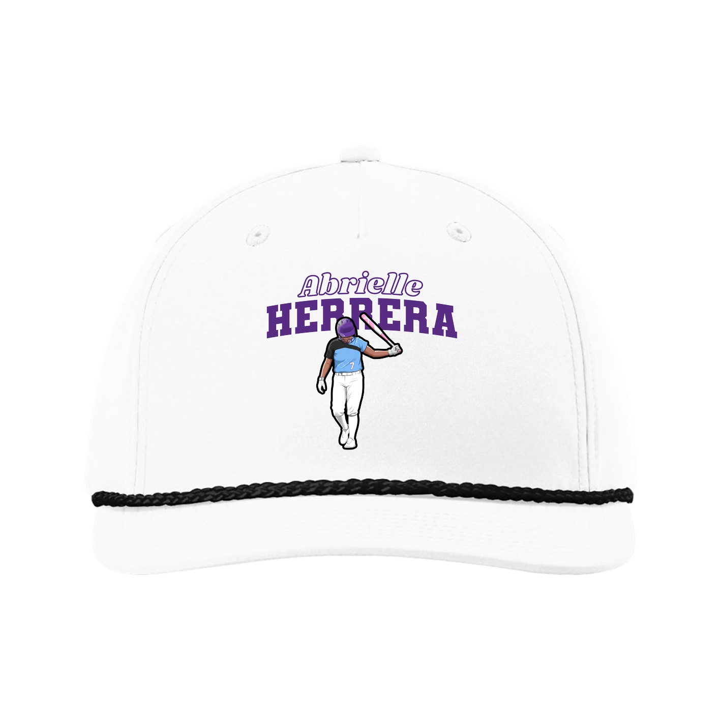 Five-Panel Classic Rope Cap — Name Arch in White