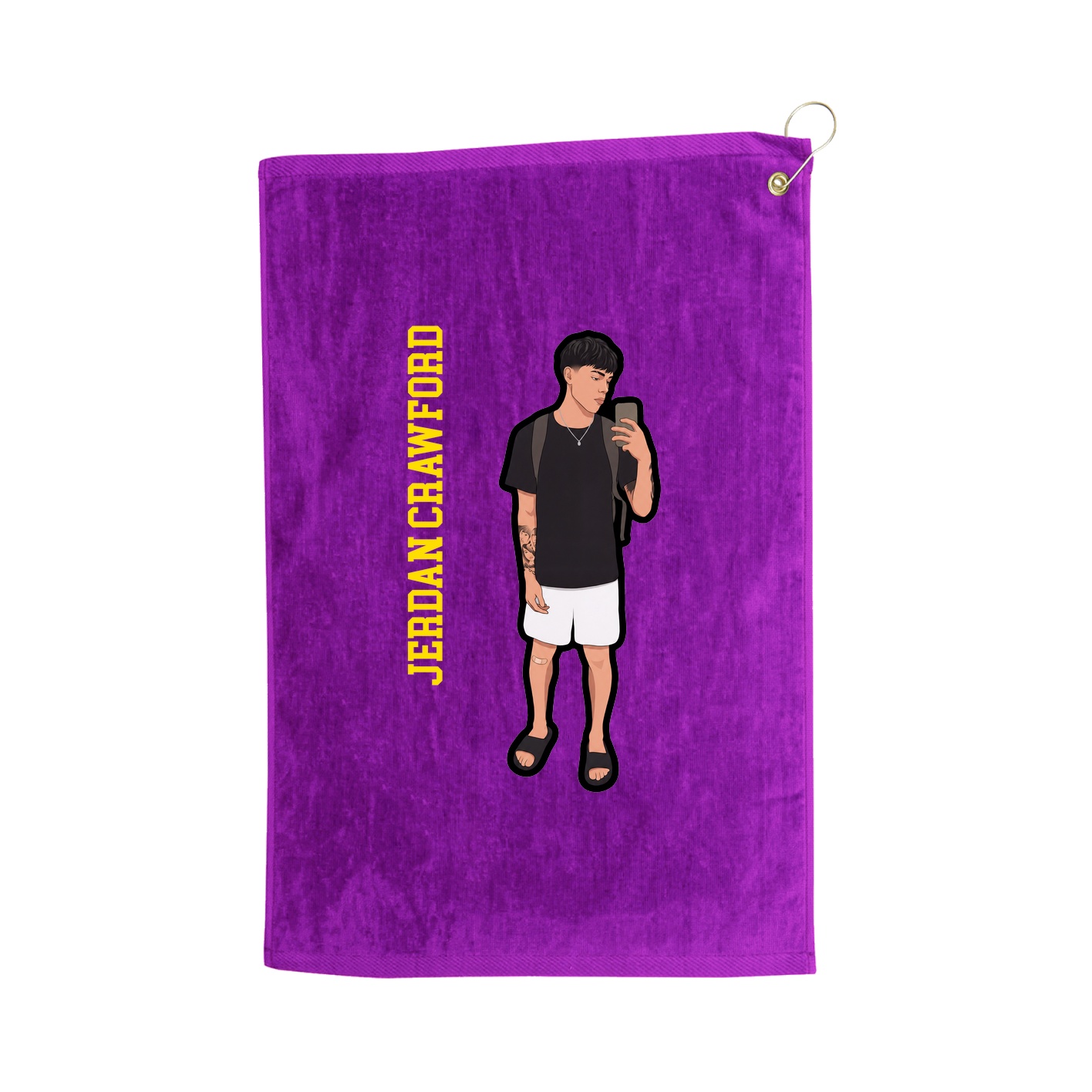 Golf Towel — Name Vertical in Purple