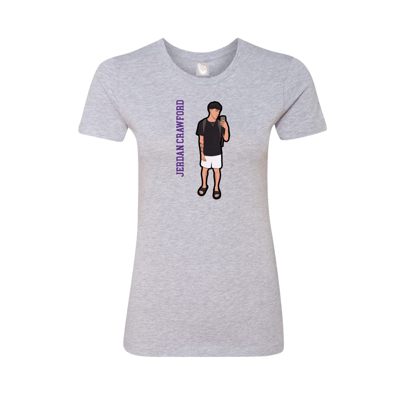Fitted Women's Tee — Name Vertical in Grey