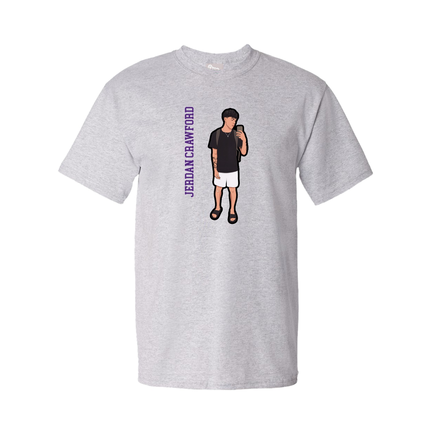 Youth Tee — Name Vertical in Grey