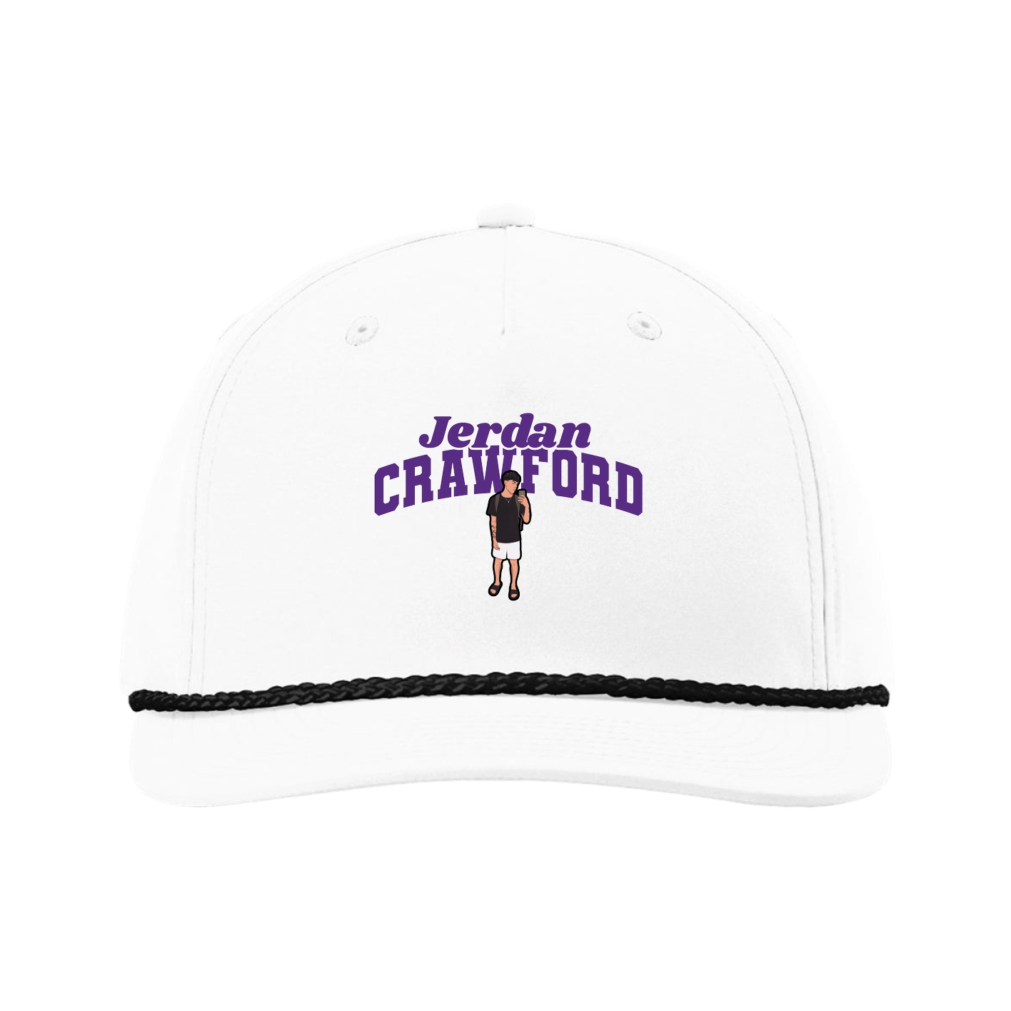 Five-Panel Classic Rope Cap — Signature Arch in White