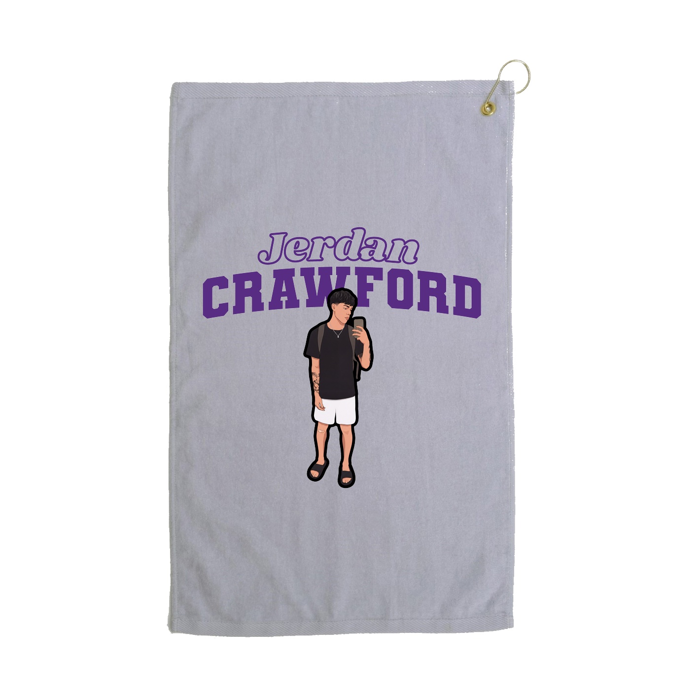 Golf Towel — Name Arch in Grey