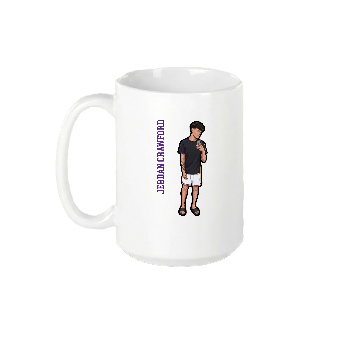 15oz Coffee Mug — Name Vertical in White
