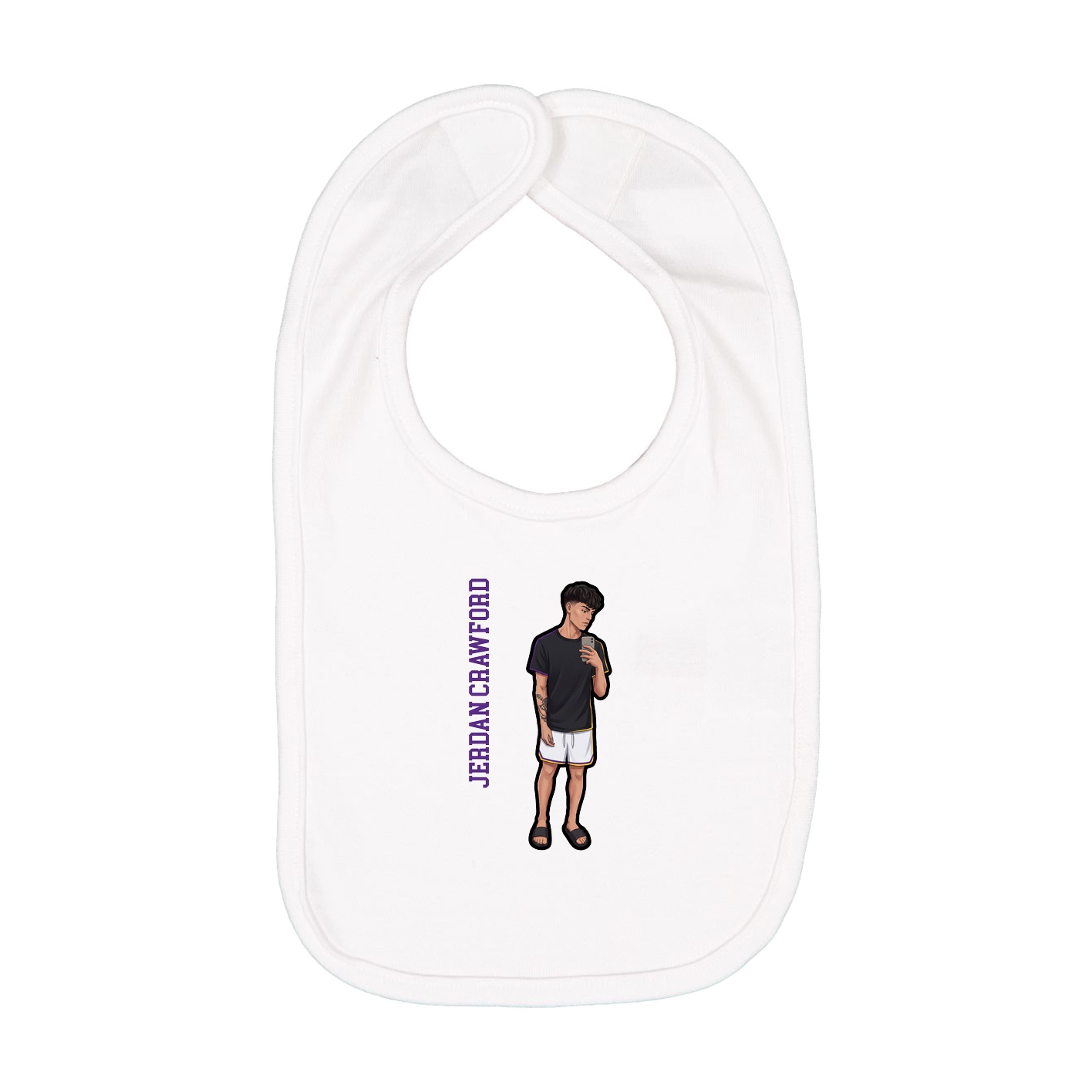 Infant Bib — Name Vertical in White