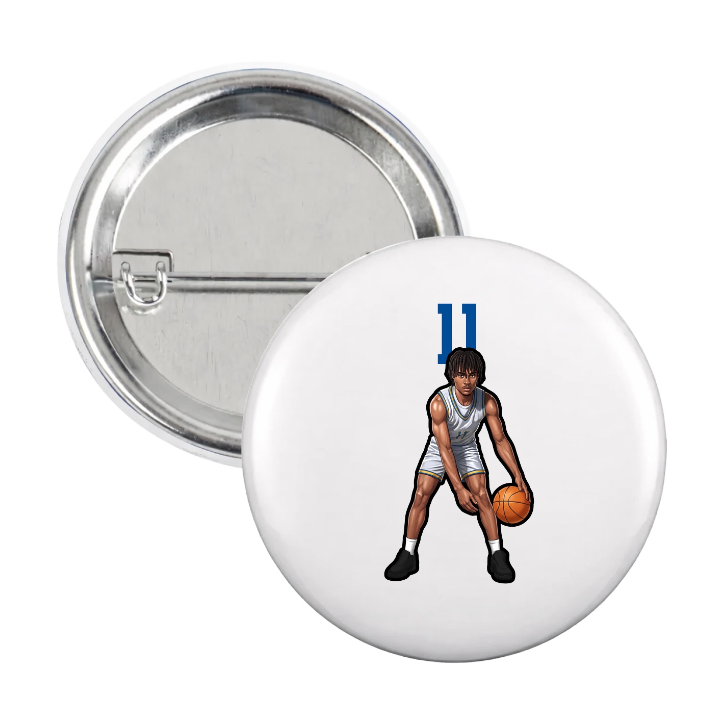 Game Day Button — Number Top in White