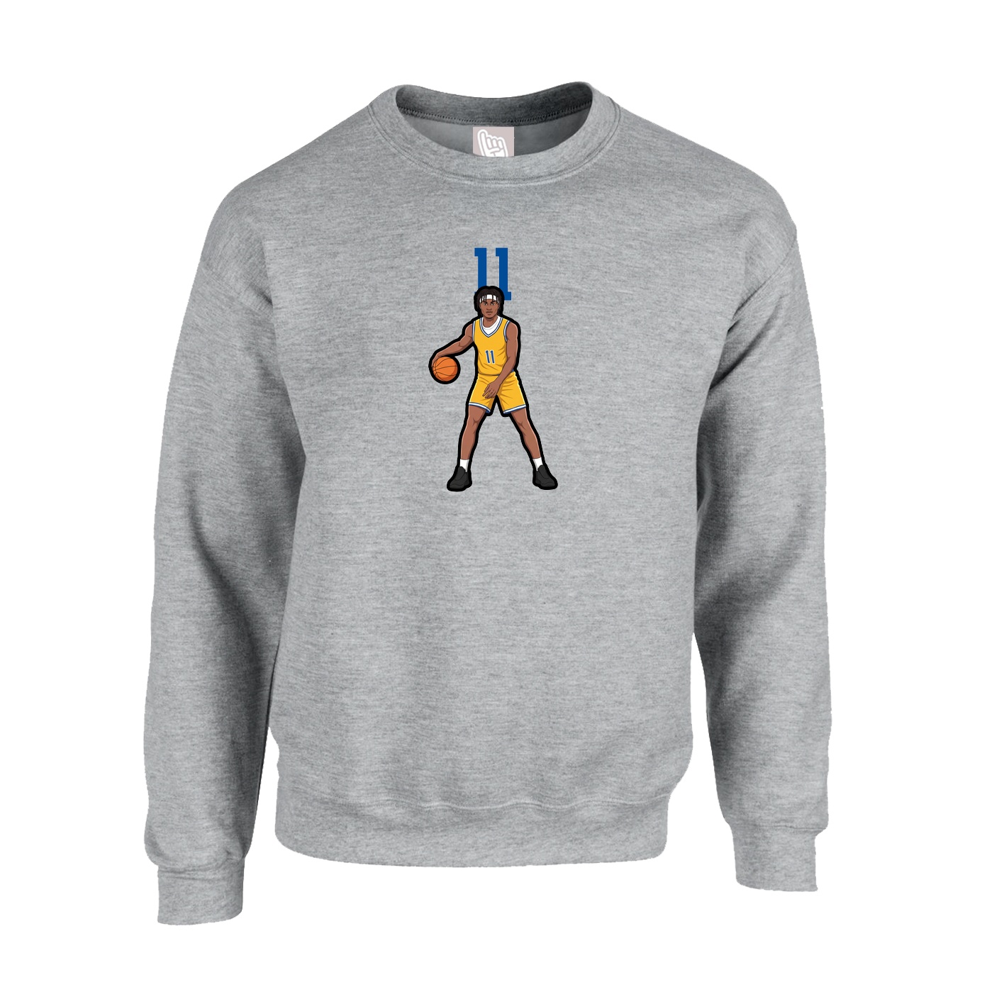 Fleece Crew — Number Top in Grey