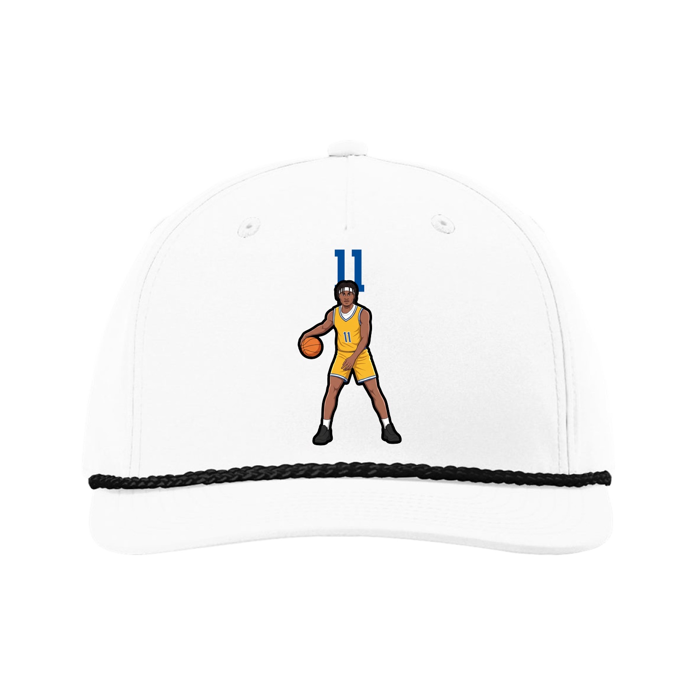 Five-Panel Classic Rope Cap — Number Top in White