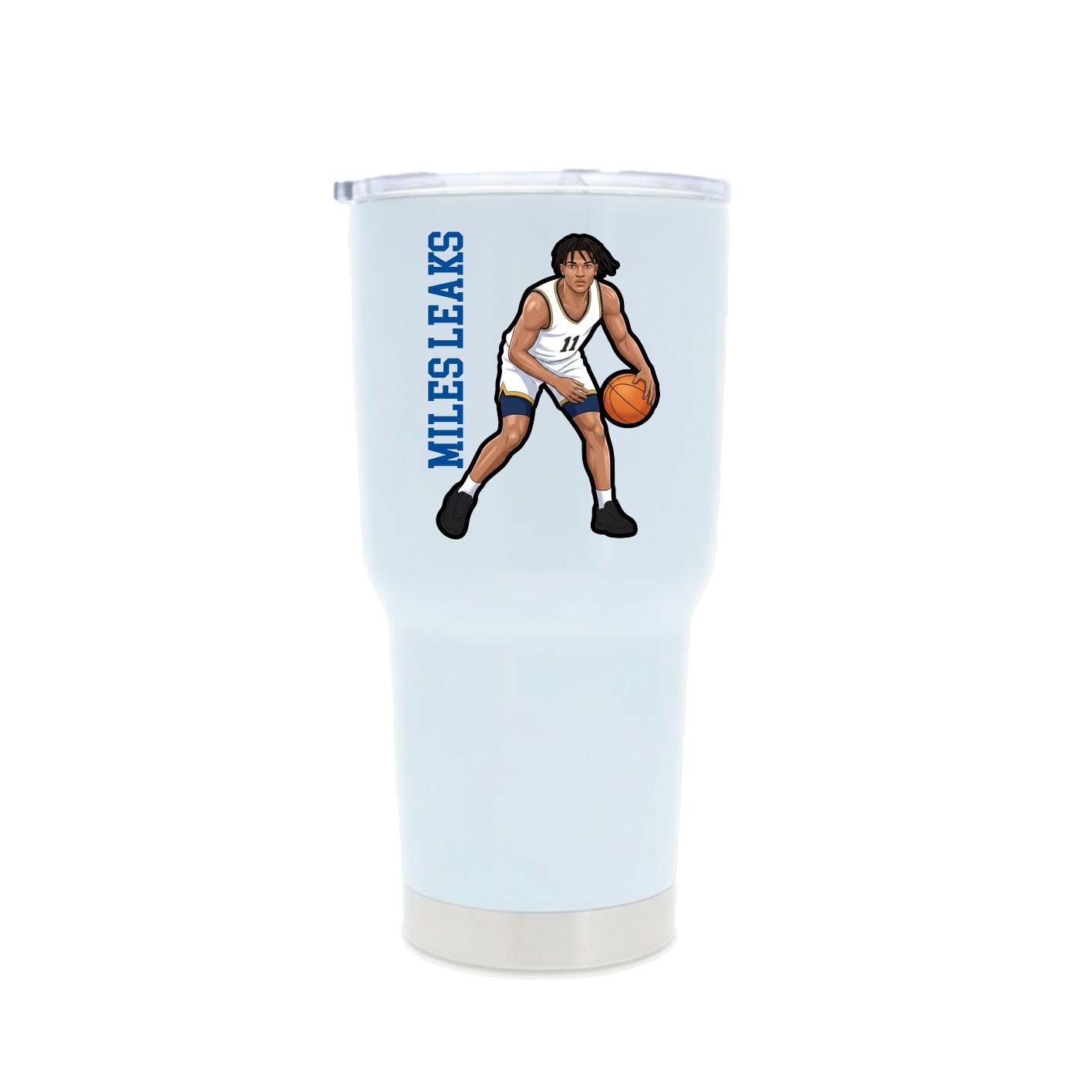 30oz Stainless Steel Tumbler — Name Vertical in White