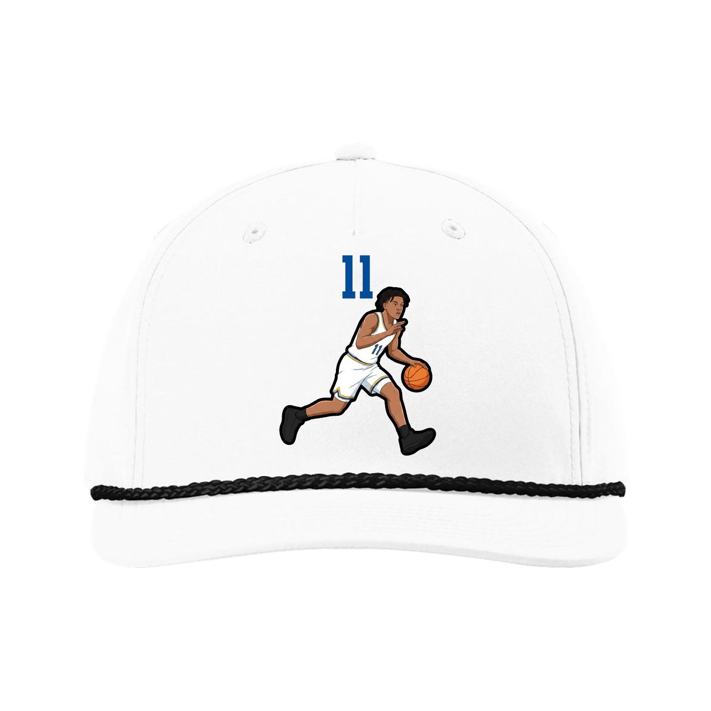 Five-Panel Classic Rope Cap — Number Top in White