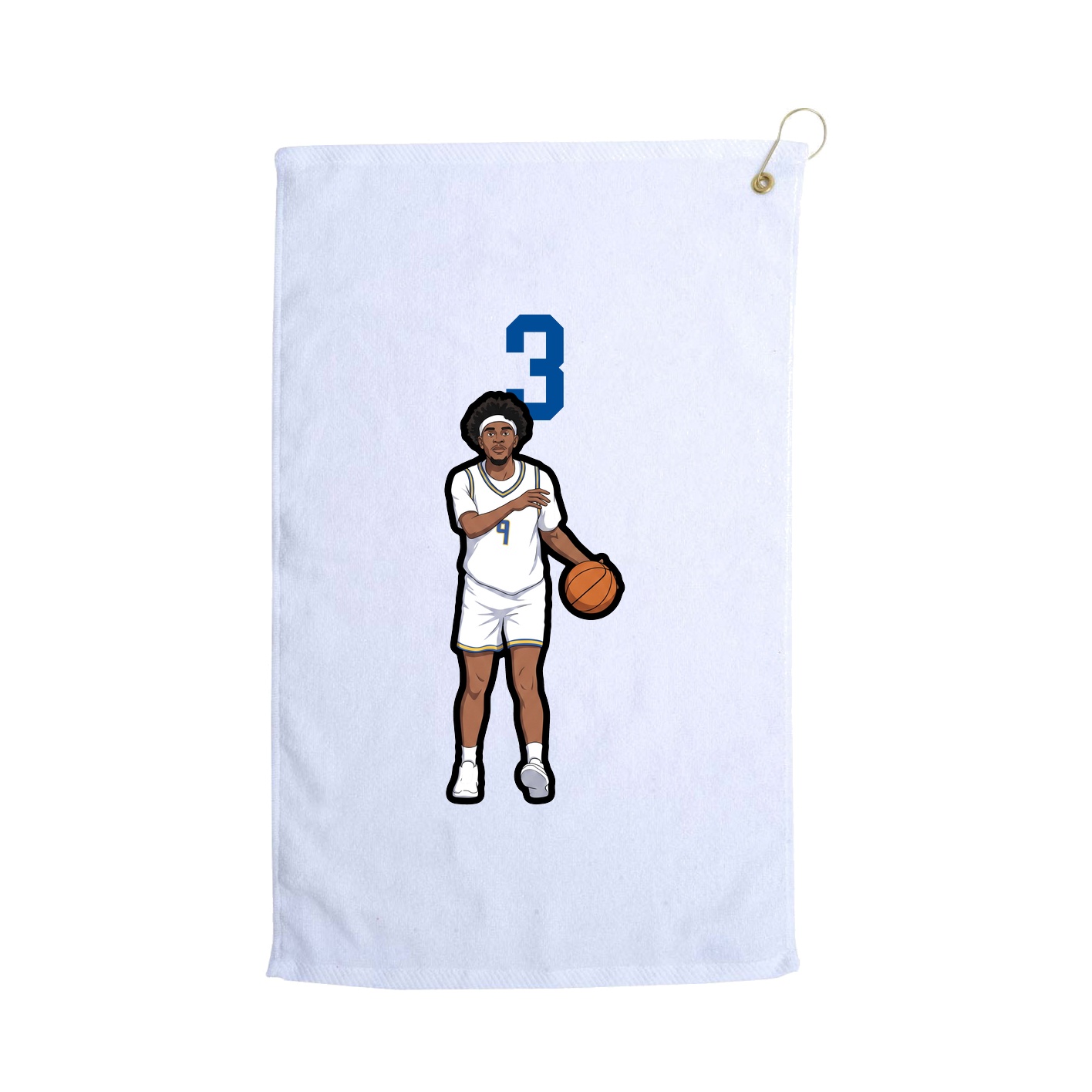 Golf Towel — Number Top in White